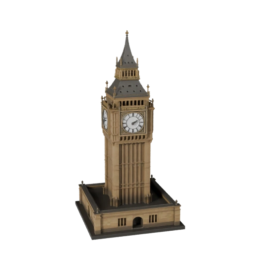 Modelo 3D Estilizado de Big Ben - Activo para Juegos de Arquitectura