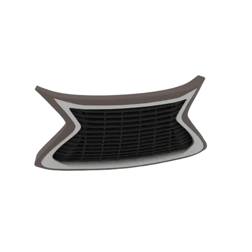 3D model of a car's front grille with a dark frame and black mesh detailing