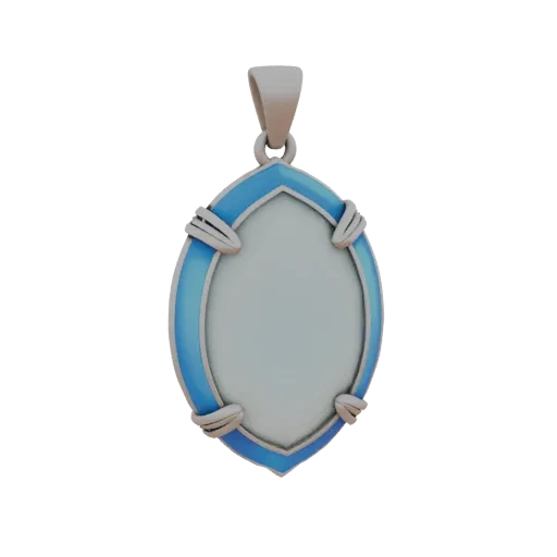 Diamond Gemstone Pendant 3D model, three-quarter front view, AR viewer studio render, diamond finish.