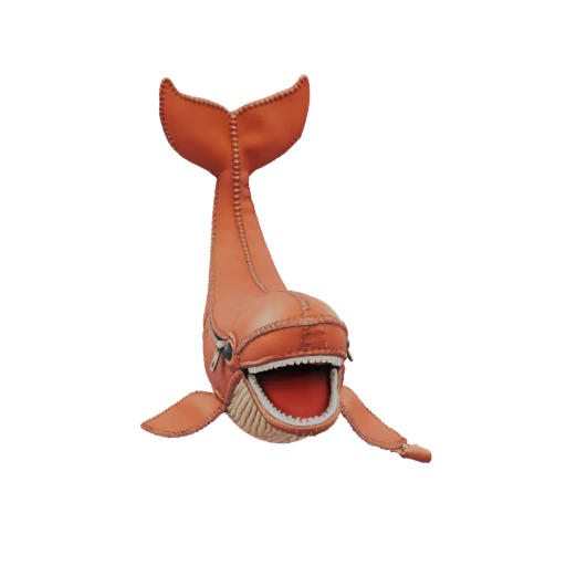 Orange Leather Whale Plush Toy 3D Model