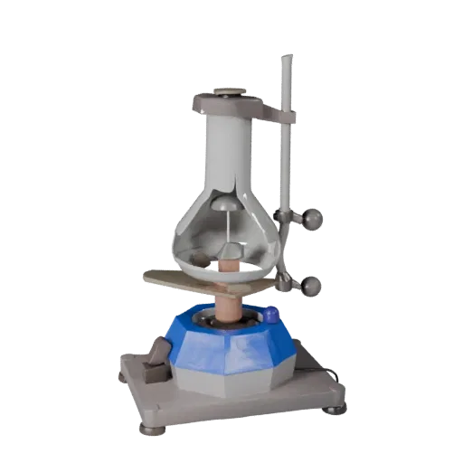 Chemistry Lab Burner Low Poly 3D model, game viewport three-quarter view, showing glass, recognizable lab forms.