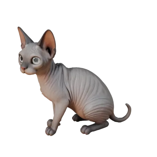 Cartoon Sphynx Cat 3D Model - Stylized Asset for Animation