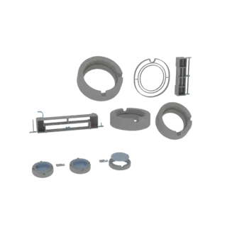3D-Modell eines modernen Beton-Aschenbecher-Sets mit minimalistischem Regal und verschiedenen Aschenbecher-Designs.