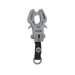 3D model of a GG&L branded carabiner clip with a black strap and D-ring attachment, shown against a white background.