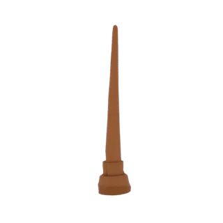 A 3D render of a brown spiked finial with a decorative, tiered base, isolated on a white background.