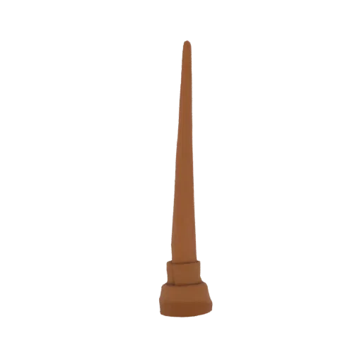 A 3D render of a brown spiked finial with a decorative, tiered base, isolated on a white background.