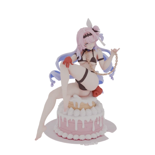 Anime Girl Sitting on Cake 3D Model