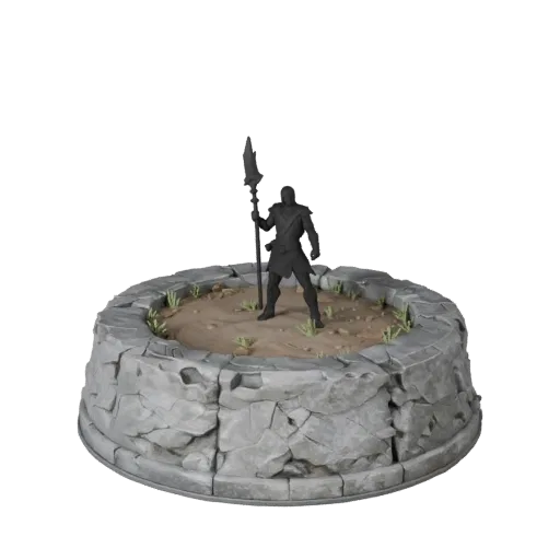 Snow Display Plinth high poly 3D model preview showing rim shape, studio close-up view, height and ground texture