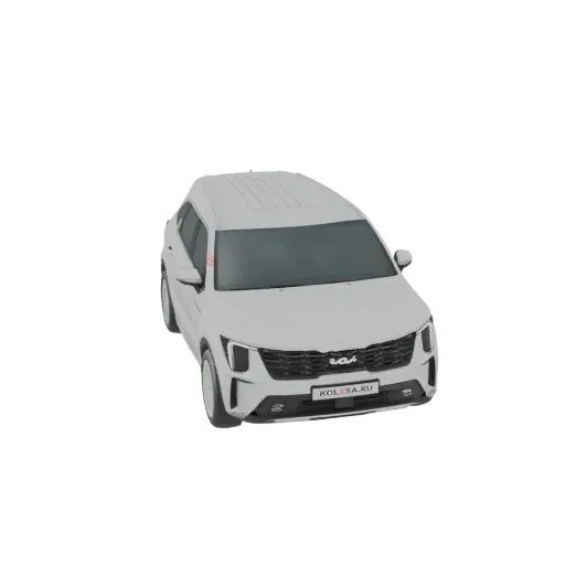 3D model of a white 2023 Kia Sportage SUV viewed from a slightly elevated front angle.