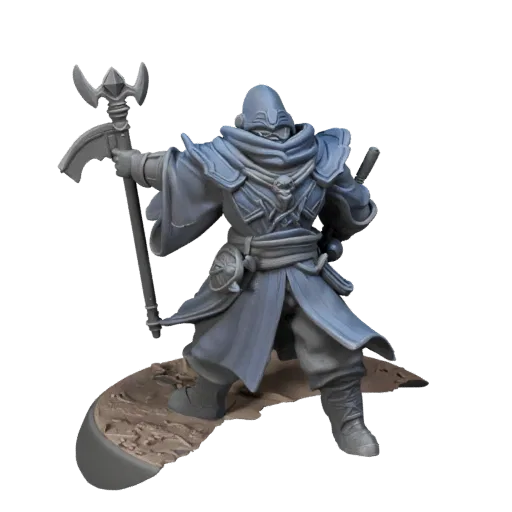 Sci-Fi Wizard Miniature collectible 3D model preview showing silhouette, studio close-up view, pose and resin detail