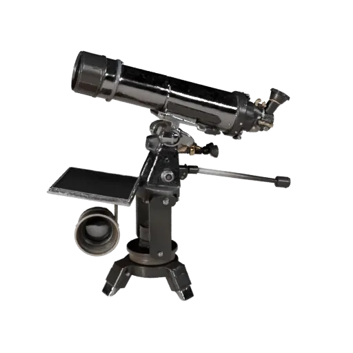 Classroom Telescope High Poly 3D model, close-up studio render, showing metal tubes, optical alignment.