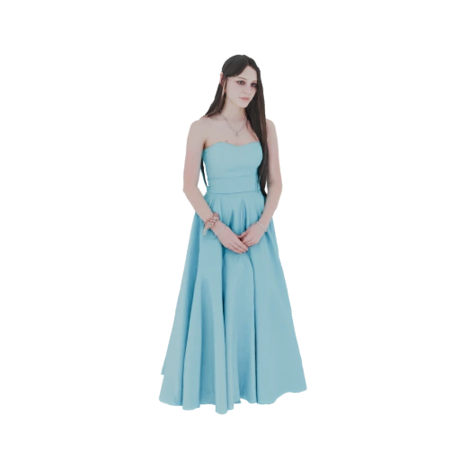 Elegant Blue Strapless Gown
