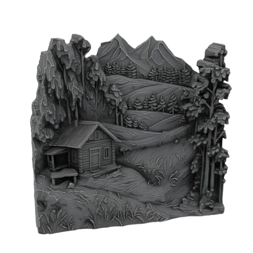 Rustic Mountain Cabin Diorama