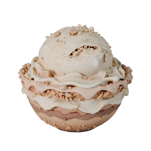 Celebration Ice Cream Bowl 3D model, three-quarter front view, Unity viewport, showing cream, sweet food silhouette.