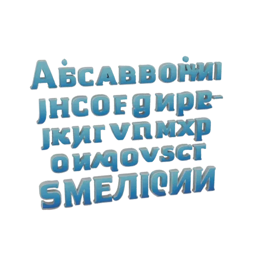 3D model of the Russian alphabet with blue volumetric letters