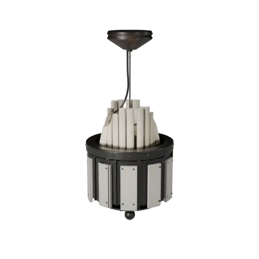 Art Deco Pendant Lamp 3D model, home interior, three-quarter front view, Unity viewport, metal detail.