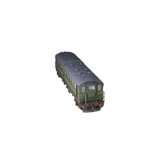 Modelo 3D de tren de vapor vintage listo para juegos, vista de estudio a tres cuartos, activo de vehículo listo para producci