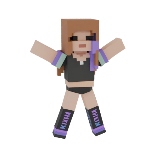 Minecraft-Style Female Character 3D Model