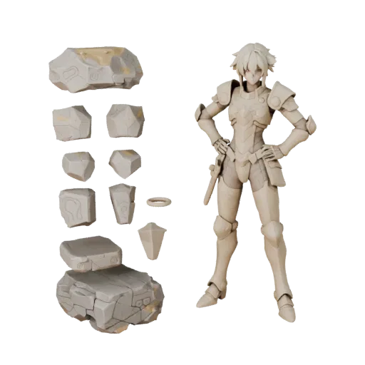 Anime Armored Archer Character Model - Rigged