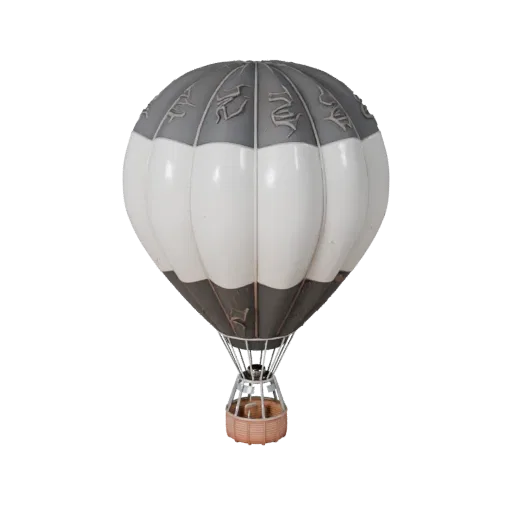 Modello 3D Mongolfiera, vista studio tre quarti, asset veicolo pronto per Blender con equilibrio alare, leggibilità cabina e