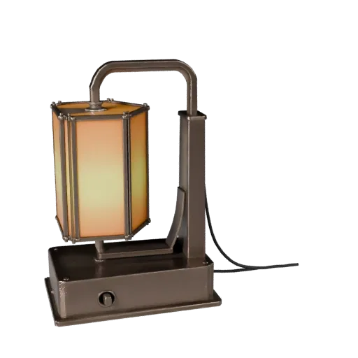 Art Deco Table Lamp Modular 3D model, home interior, isometric modular kit view, metal detail.
