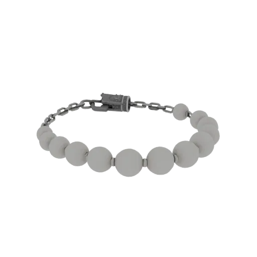 Sterling Silver Statement Pearl Necklace 3D model, isometric collectible display render, pearl surface.