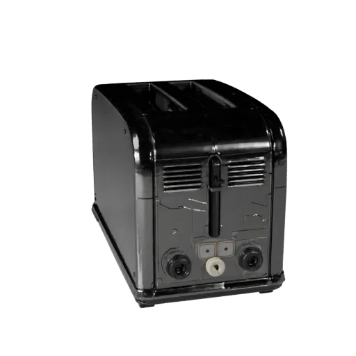 Smart Toaster game ready 3D model, isometric studio render, with calibrated appliance silhouette and material reads.