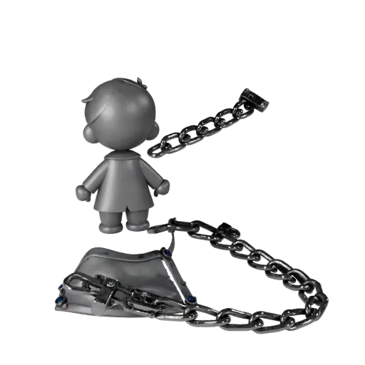 Necklace Stylized 3D model, stylized isometric render, showing metal, small wearable silhouette.