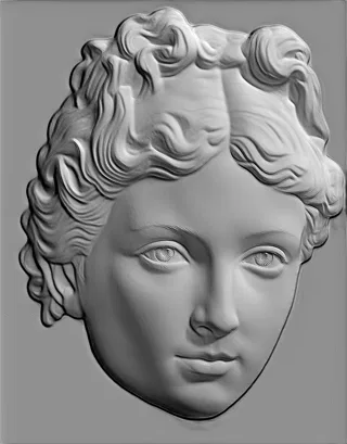 3D-Modell einer Venus-Büste im antiken Stil mit detailliertem Gesicht und Haar