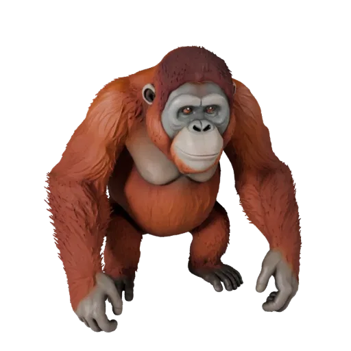 High Poly Orangutan 3D Model - Detailed STL Asset for Printing