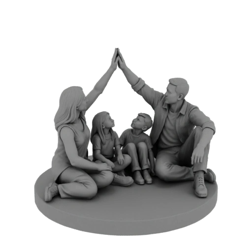 Family High Five Sculpture