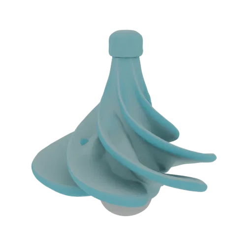 3D model of a light blue turbolifter fan with curved blades, isolated on a white background.