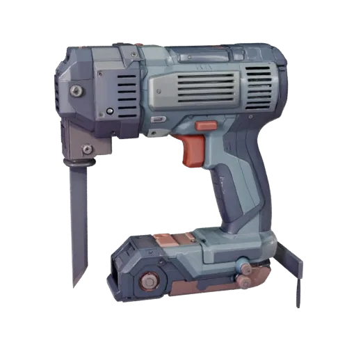 Jigsaw Stylized 3D model, stylized isometric render, showing molded plastic, ergonomic handles.