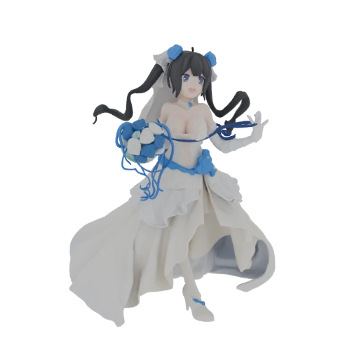 Anime Bride Figure with Blue Roses and Veil