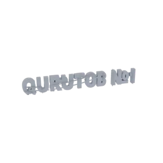Ein 3D-Rendering des Textes 'QURUTOB No1' in einer klaren, modernen Schriftart, hellgrau auf weißem Hintergrund.