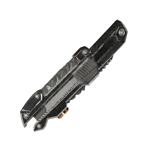 Vintage Utility Knife Low Poly 3D model, game viewport three-quarter view, showing painted metal, clear grip zones.