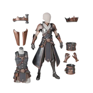 Anime NPC Magier 3D-Charakter, Engine-Viewport-Ansicht, für Unreal Engine spielbereites Asset mit stehender Pose und pbr