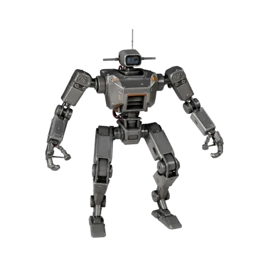 Humanoid Lab Drone 3D model, three-quarter front view, Unreal Engine viewport, showing metal frames, robot form.