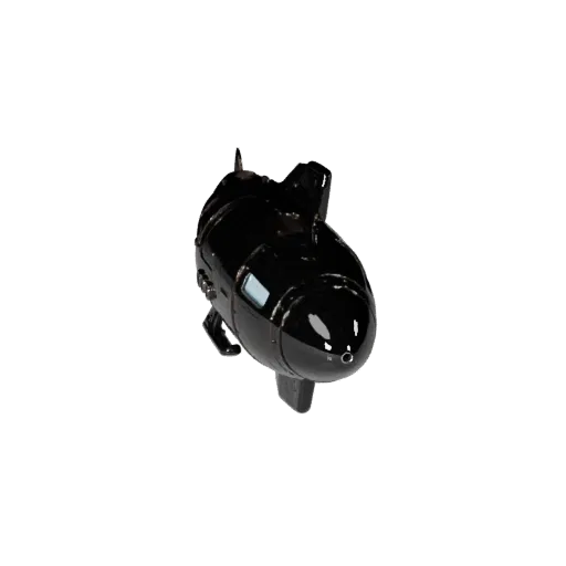 Rocket High Poly 3D model, close-up studio render, showing emissive strips, strong prop silhouette.