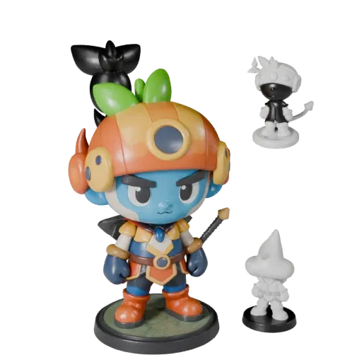 Mascot Fantasy Figurine stylized 3D model preview showing pose, three-quarter game view and surface detail