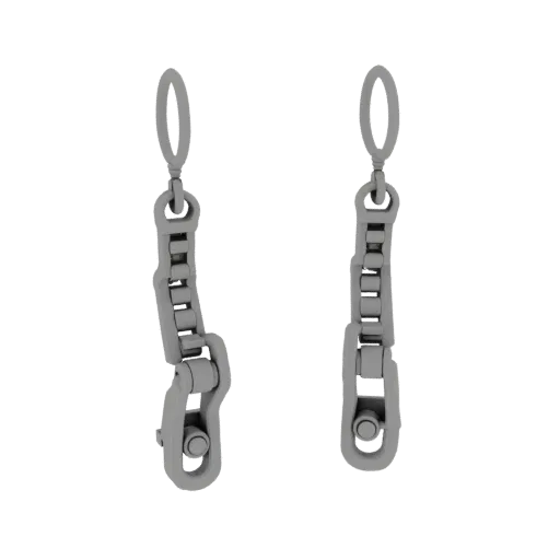 Gold Drop Earring 3D model, three-quarter front view, AR viewer studio render, gold finish.