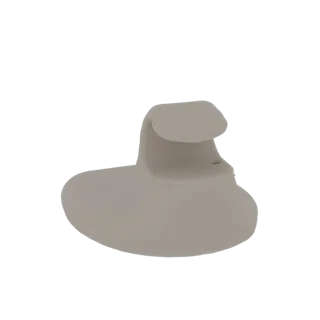 A 3D render of a minimalist grey sun visor clip with a smooth, matte finish, shown against a white background.