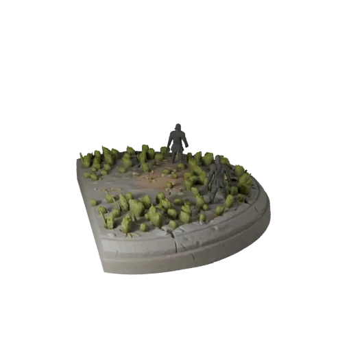 Ruined Scenic Base high poly 3D model preview showing rim shape, studio close-up view, height and ground texture