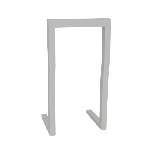 A 3D model of a modern, minimalist archway frame with two vertical supports and a horizontal beam, rendered against a white b