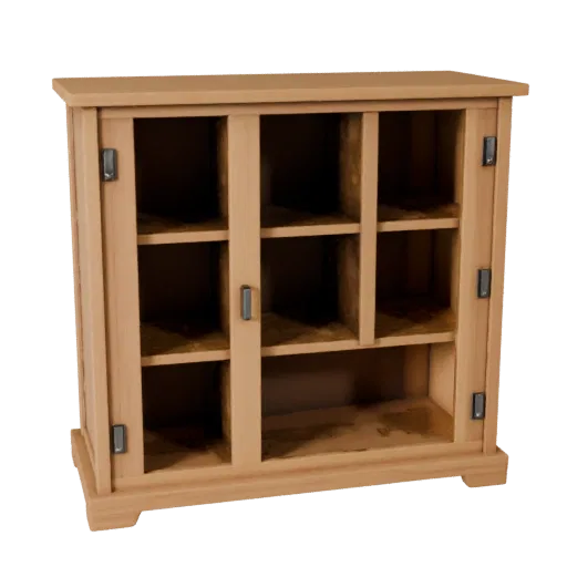 Shaker Cabinet 3D model, dining room, three-quarter front view, Unreal Engine viewport, painted wood detail.