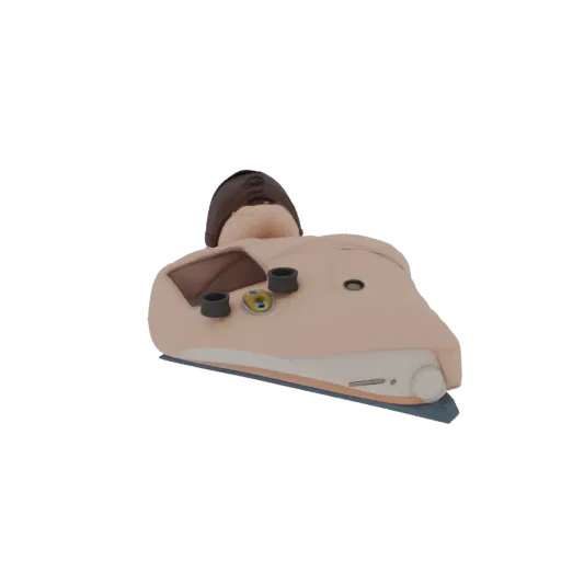 First Aid CPR Torso Trainer Education 3D model, three-quarter training render, showing neutral plastics, form detail.