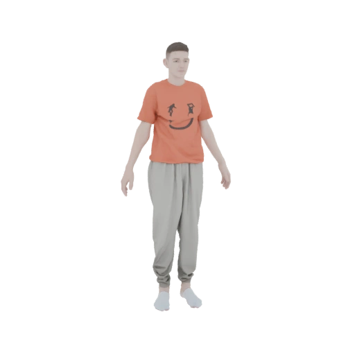 Casual Young Man with Smiley T-Shirt 3D Model