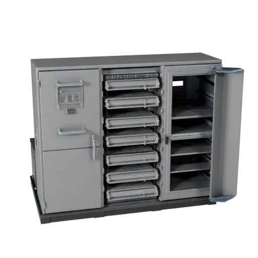 Packaging Control Cabinet Modular 3D model, isometric modular kit view, showing painted steel, machine stations.