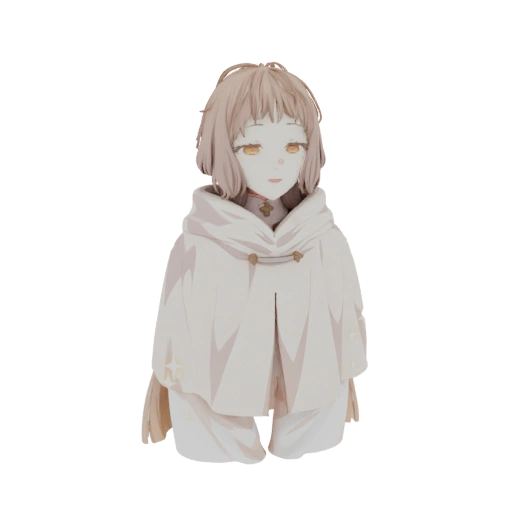 Anime Girl with White Cloak 3D Model