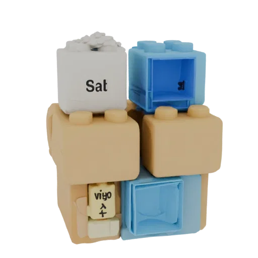 3D model of modular constructor "Bread Ingredients", consisting of six blocks of different colors with labels.